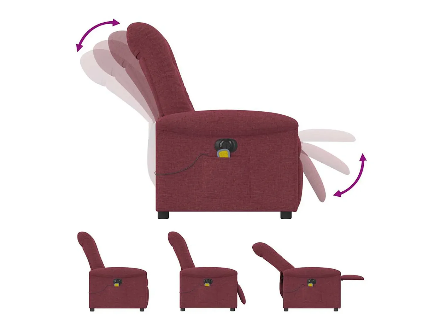 Poltrona| Poltrona reclinável de massagens elétrica tecido tinto SHL254001 Vermelho