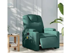 Best Poltrona reclinável de massagens elétrica tecido verde-escuro SHL467953 Verde pinho