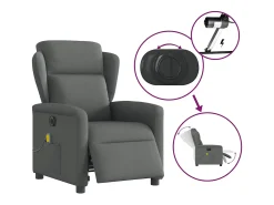 Poltrona reclinável de massagens elétrica tecido cinza-escuro SHL789993^ Poltrona