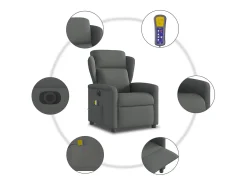 Poltrona reclinável de massagens elétrica tecido cinza-escuro SHL789993^ Poltrona