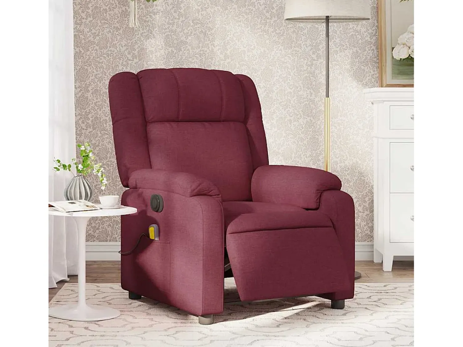 Best Poltrona reclinável de massagens elétrica tecido tinto SHL12230 Vermelho