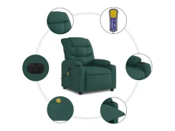 Outlet Poltrona reclinável de massagens elétrica tecido verde-escuro SHL970336 Verde pinho