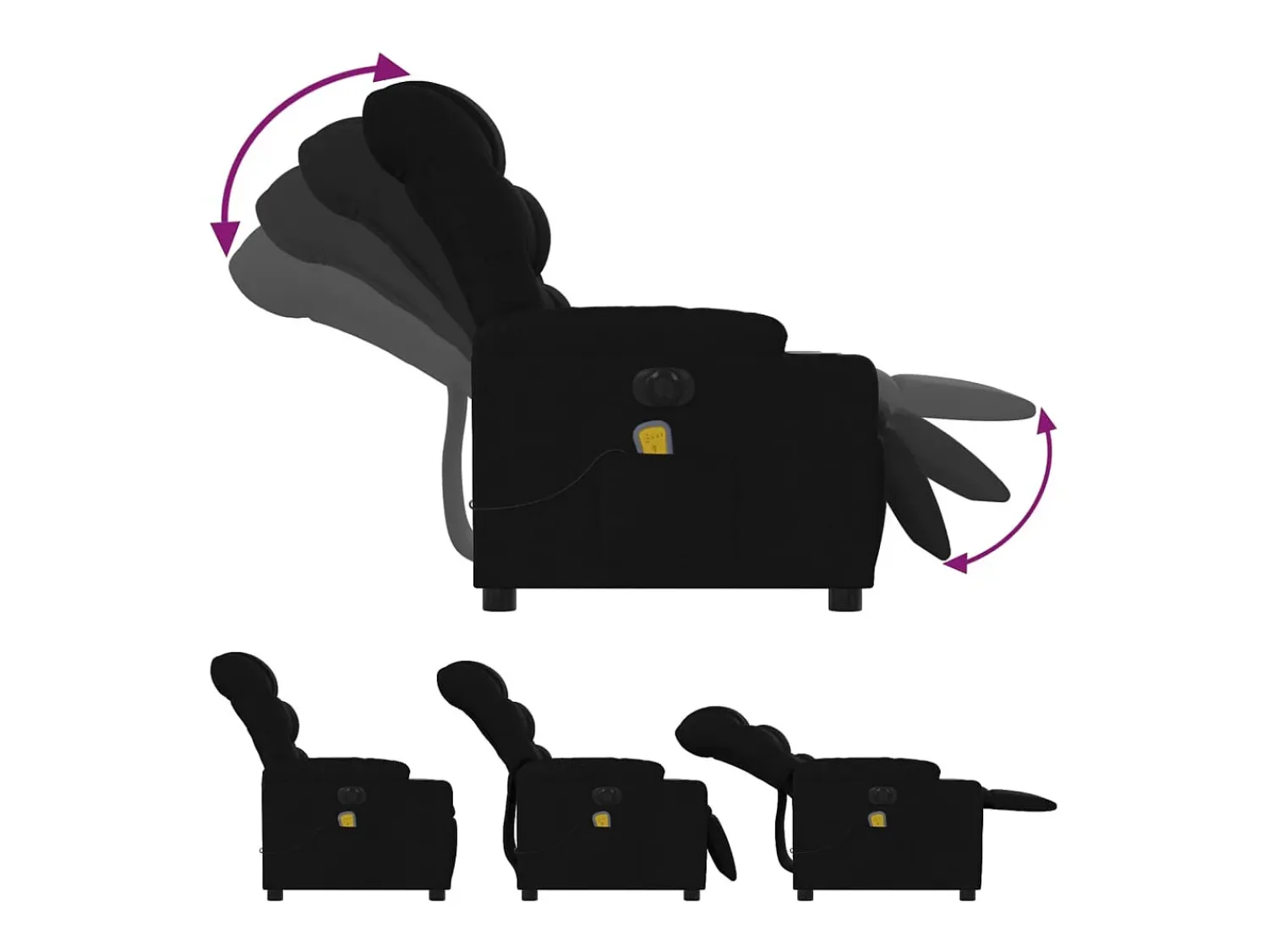 Online Poltrona reclinável de massagens elétrica tecido SHL277291 Preto