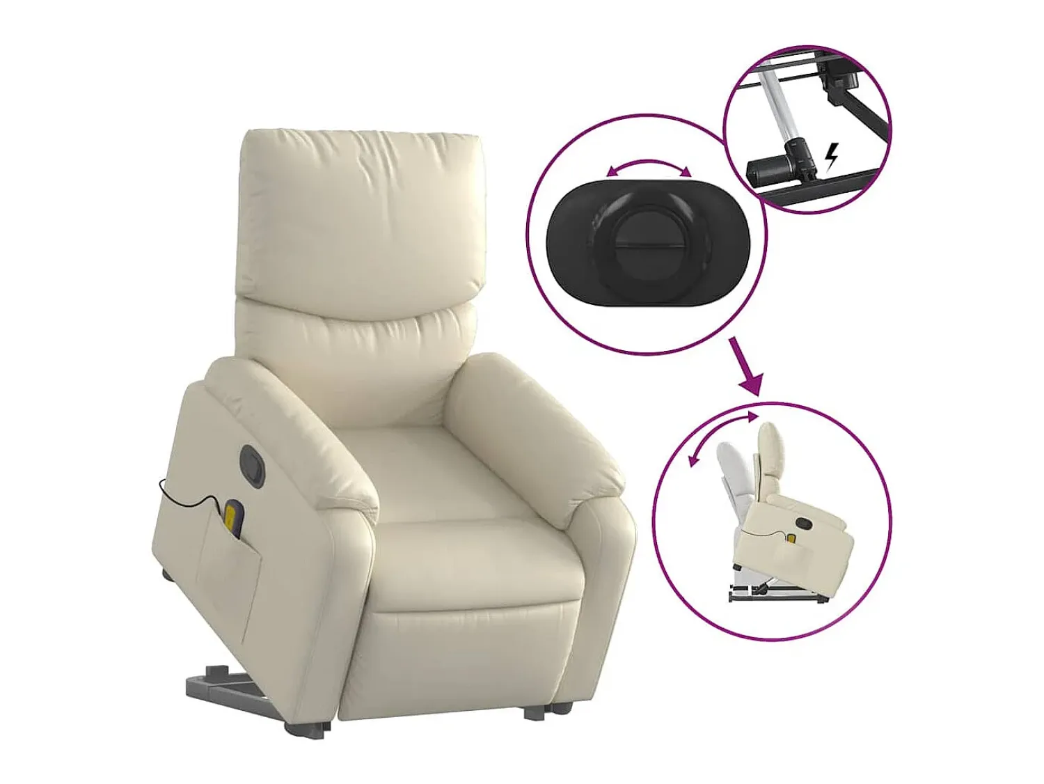 Poltrona reclinável de massagens couro artificial cor SHL498647^ Poltrona