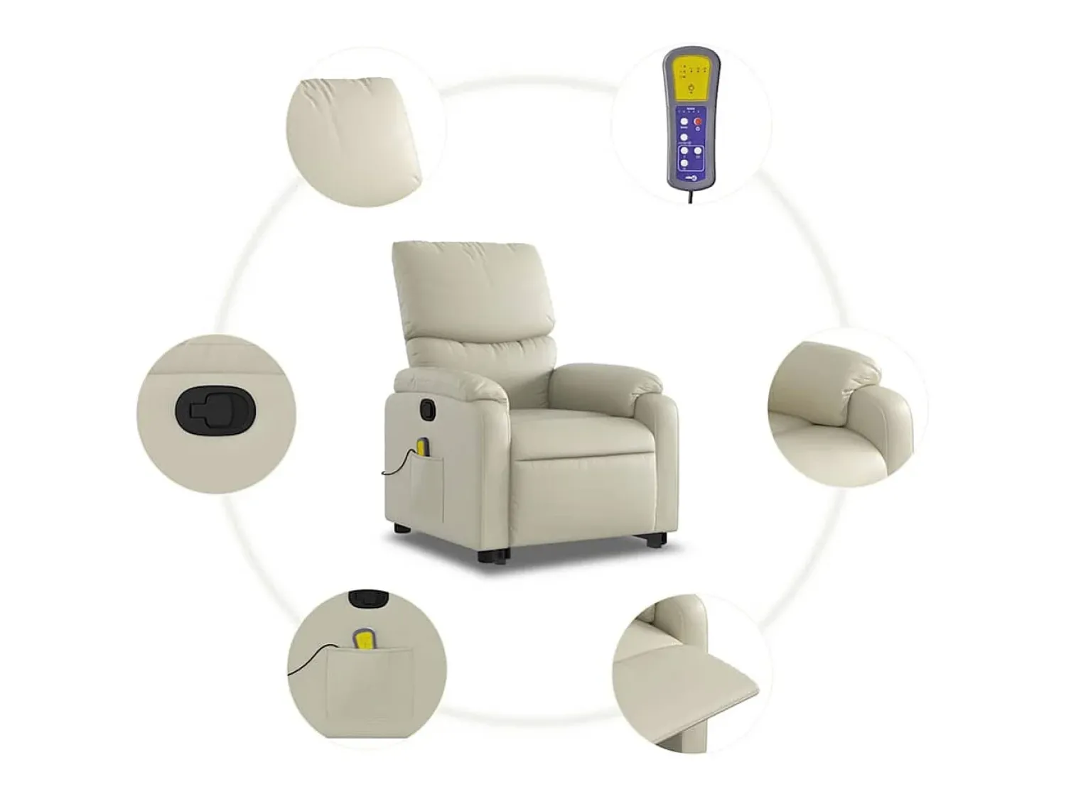 Poltrona reclinável de massagens couro artificial cor SHL498647^ Poltrona