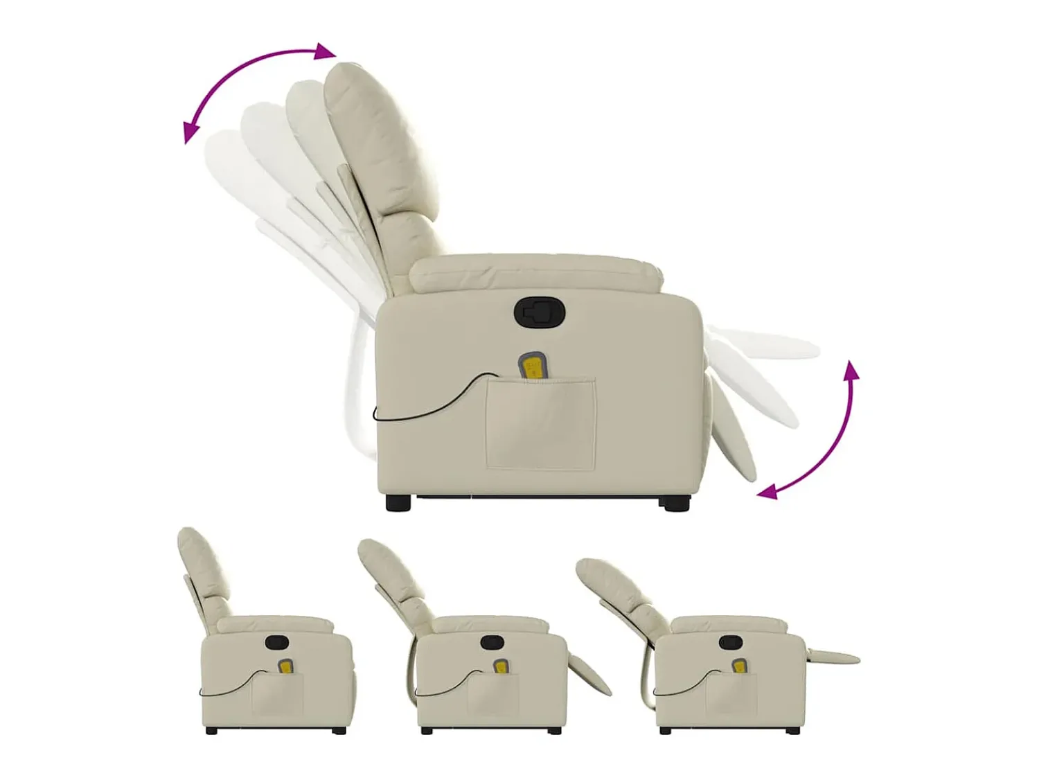 Poltrona reclinável de massagens couro artificial cor SHL498647^ Poltrona