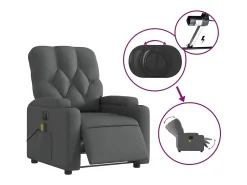 Poltrona reclinável de massagens elétrica tecido cinza-escuro SHL453497^ Poltrona