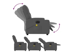 Poltrona reclinável de massagens elétrica tecido cinza-escuro SHL453497^ Poltrona