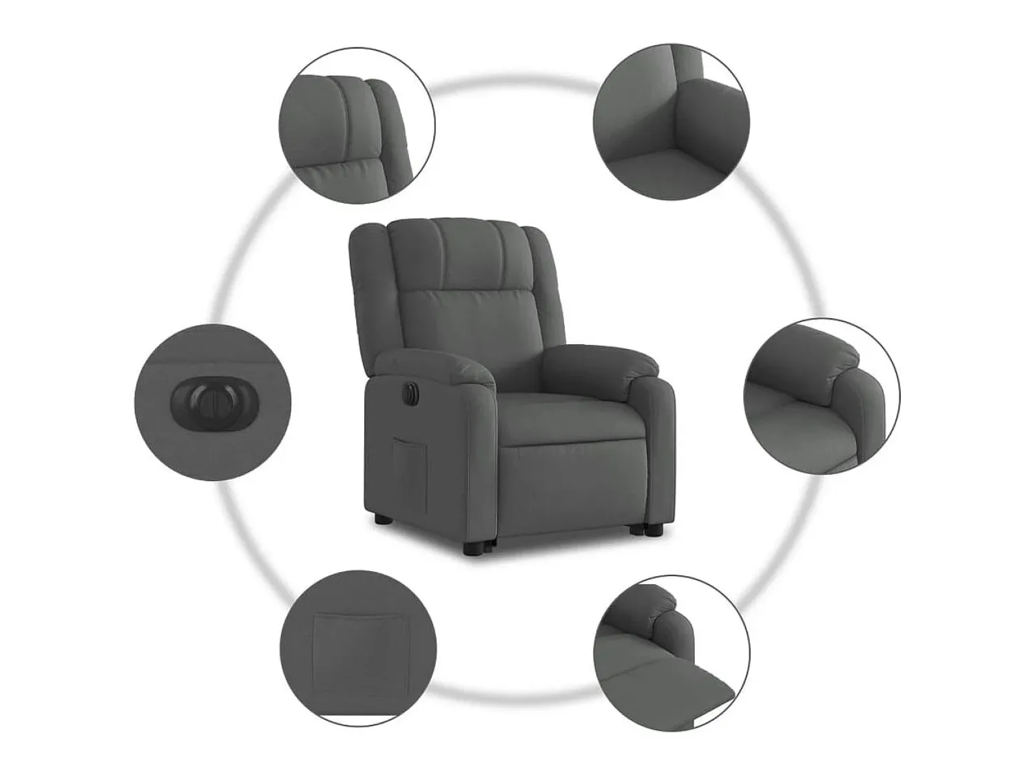 Online vidaxl Poltrona reclinável elevatória elétrica tecido -escuro Cinzento
