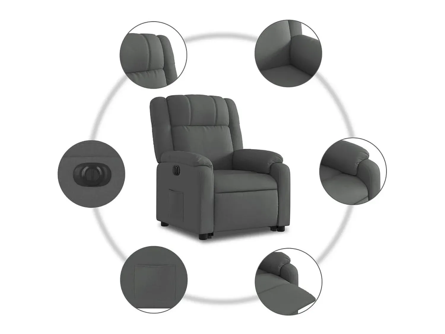 Online vidaxl Poltrona reclinável elevatória elétrica tecido -escuro Cinzento