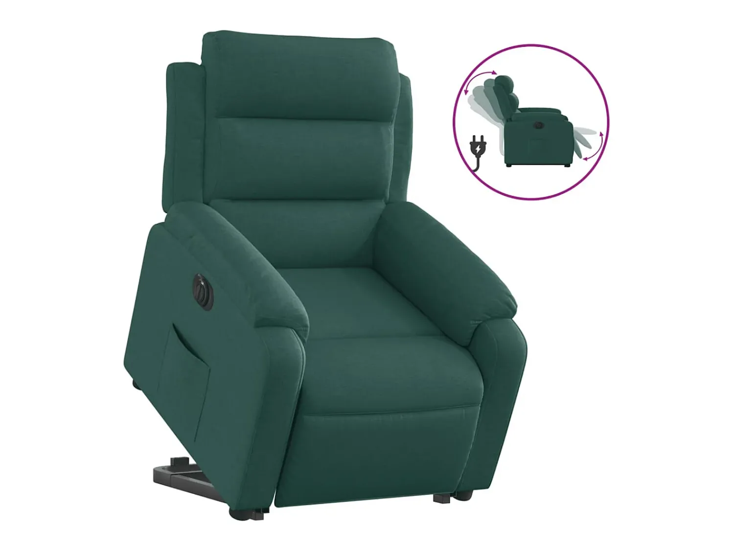 Outlet vidaxl Poltrona reclinável elevatória elétrica tecido -escuro Verde