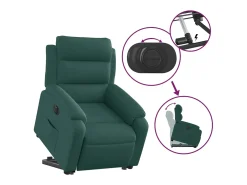 Outlet vidaxl Poltrona reclinável elevatória elétrica tecido -escuro Verde