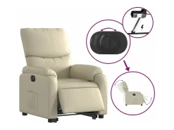 Poltrona|vidaxl Poltrona reclinável elevatória elétrica couro artificial Creme