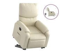 Poltrona|vidaxl Poltrona reclinável elevatória elétrica couro artificial Creme
