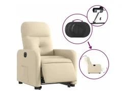 Discount Poltrona reclinável elevatória elétrica tecido cor PT829509 Creme