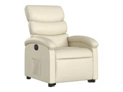 Poltrona* Poltrona reclinável elevatória elétrica couro artificial PT763083 Creme