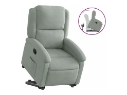 Online vidaxl Poltrona reclinável elevatória veludo cinza-claro Cinzento