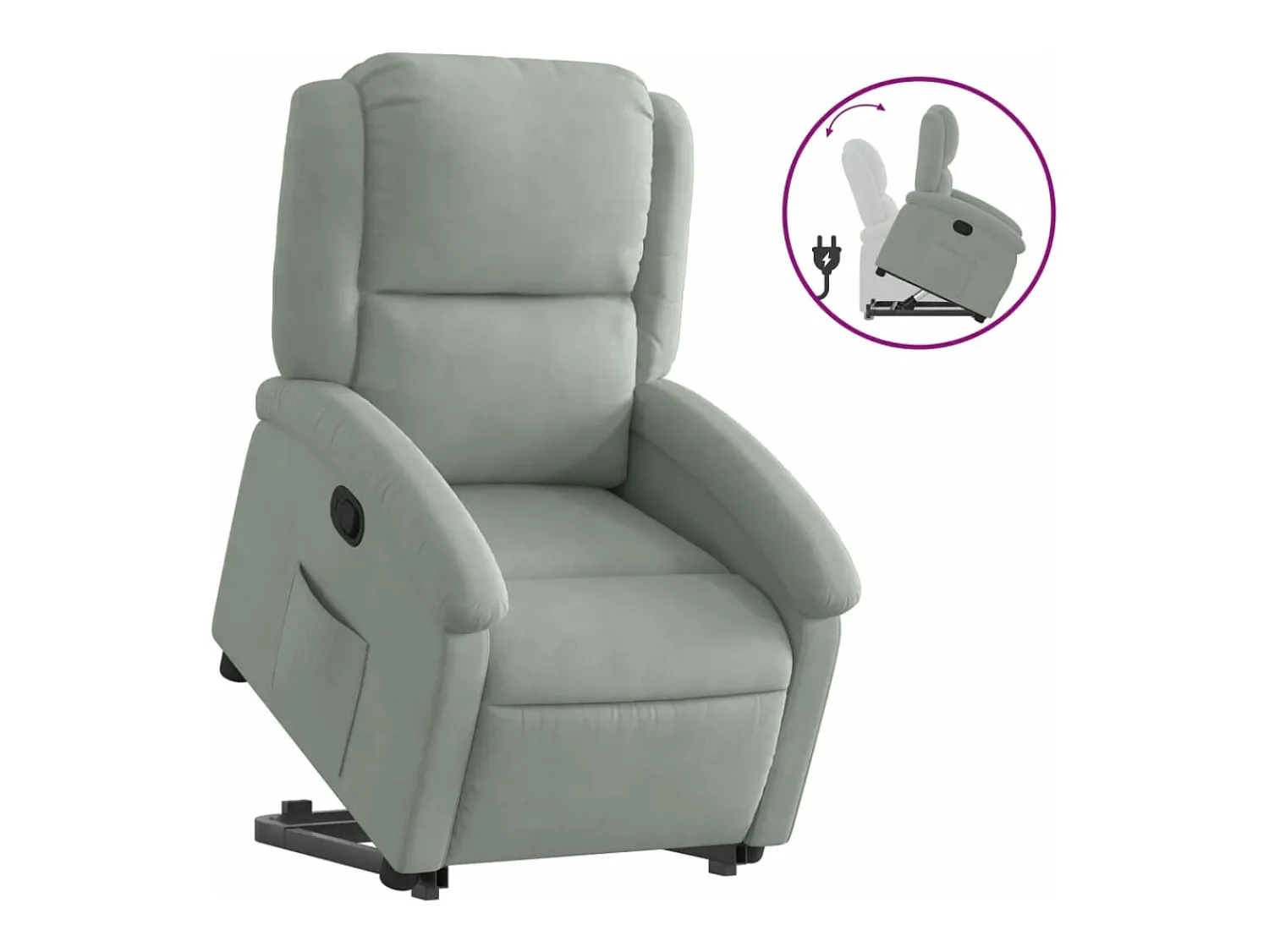 Online vidaxl Poltrona reclinável elevatória veludo cinza-claro Cinzento