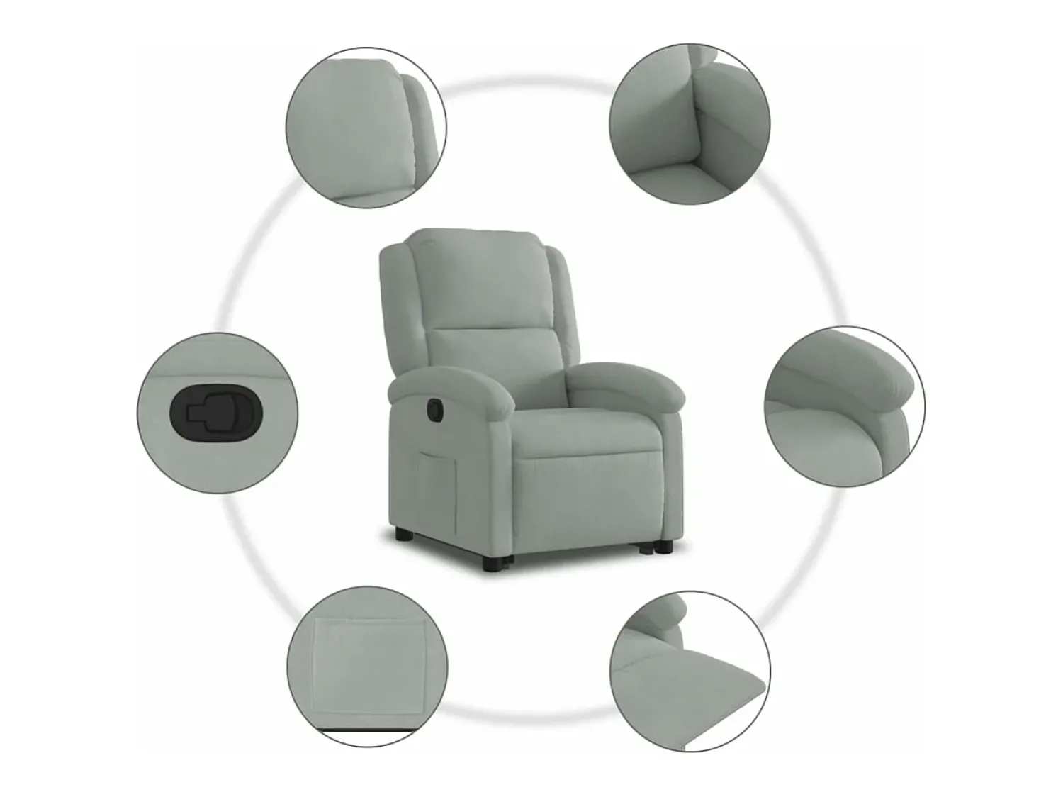 Online vidaxl Poltrona reclinável elevatória veludo cinza-claro Cinzento