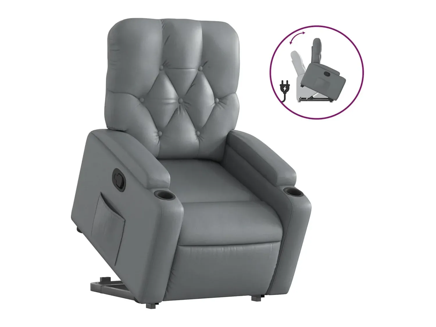 Online Poltrona reclinável elevatória couro artificial PT894269 Cinzento