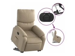 Poltrona* Poltrona reclinável elevatória couro artificial cor cappuccino PT671892 Castanho