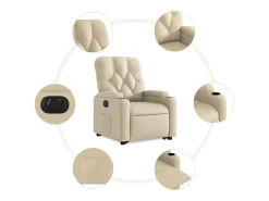 Poltrona*vidaxl Poltrona reclinável elevatória elétrica tecido cor Creme