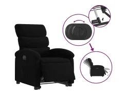 Discount vidaxl Poltrona reclinável elevatória elétrica tecido Preto