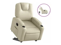 Poltrona| Poltrona reclinável elevatória elétrica couro artificial PT710221 Creme