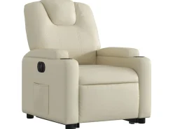 Poltrona| Poltrona reclinável elevatória elétrica couro artificial PT710221 Creme