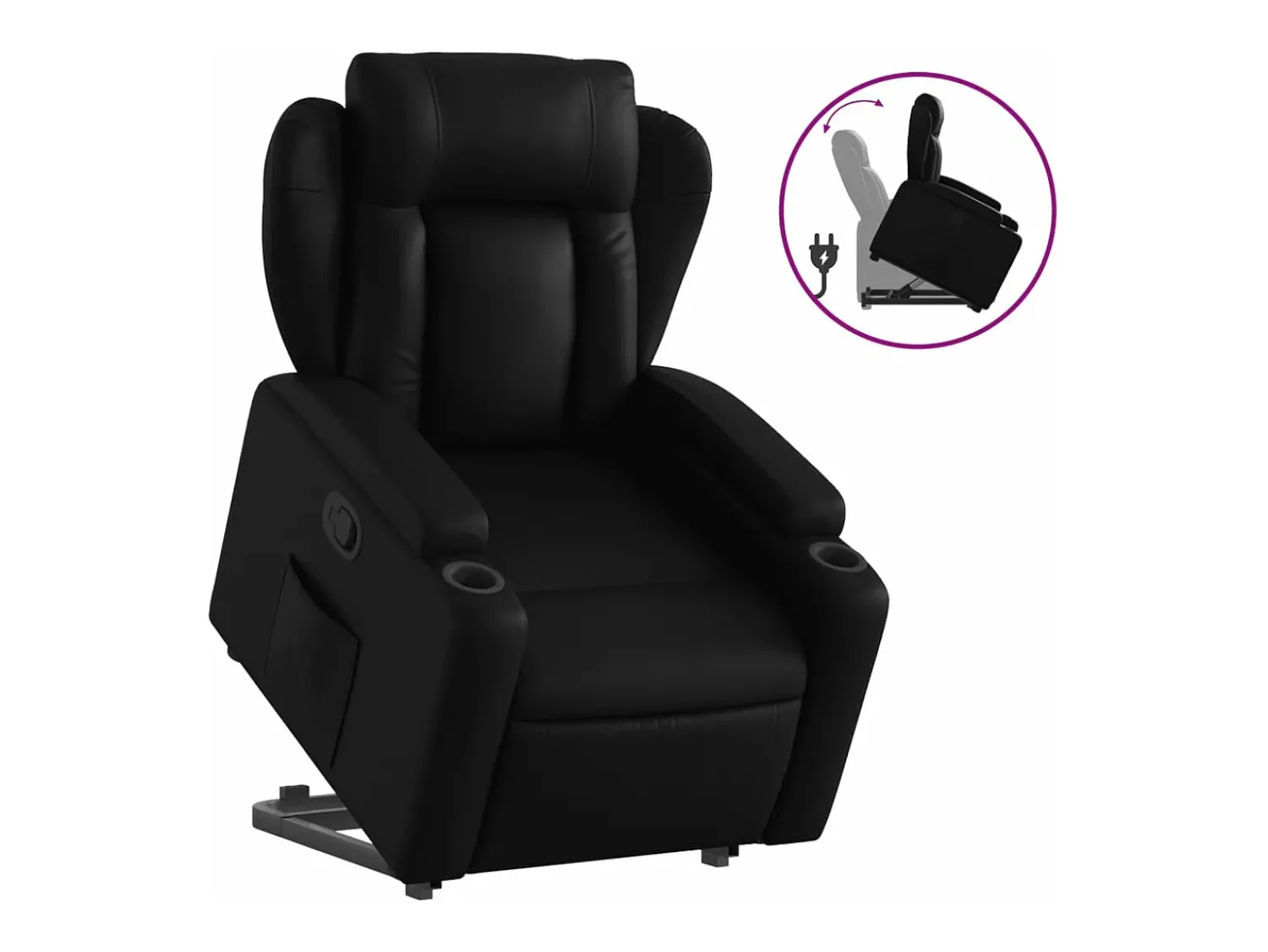Clearance Poltrona reclinável elevatória couro artificial PT441154 Preto