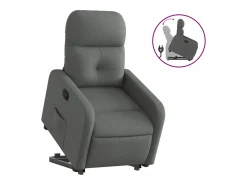 New vidaxl Poltrona reclinável elevatória tecido -escuro Cinzento