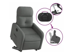 New vidaxl Poltrona reclinável elevatória tecido -escuro Cinzento