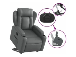 Poltrona* Poltrona reclinável elevatória couro artificial PT982337 Cinzento