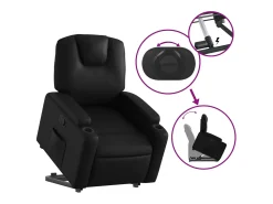 Poltrona reclinável elevatória couro artificial PT249182 Preto