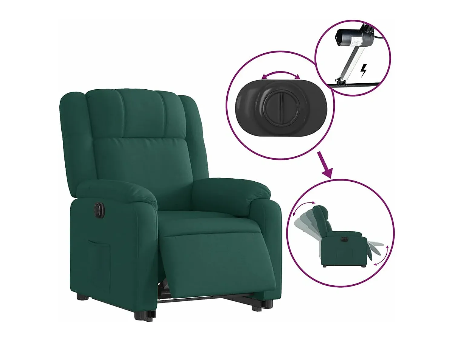 Poltrona|vidaxl Poltrona reclinável elevatória elétrica tecido -escuro Verde
