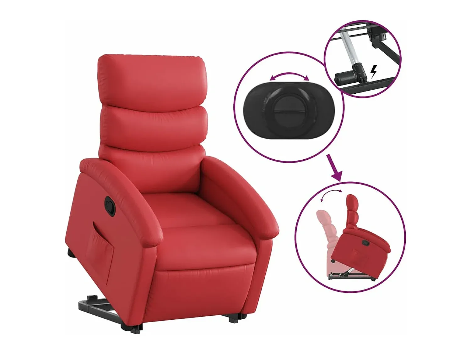 Poltrona* Poltrona reclinável elevatória couro artificial PT852852 Vermelho