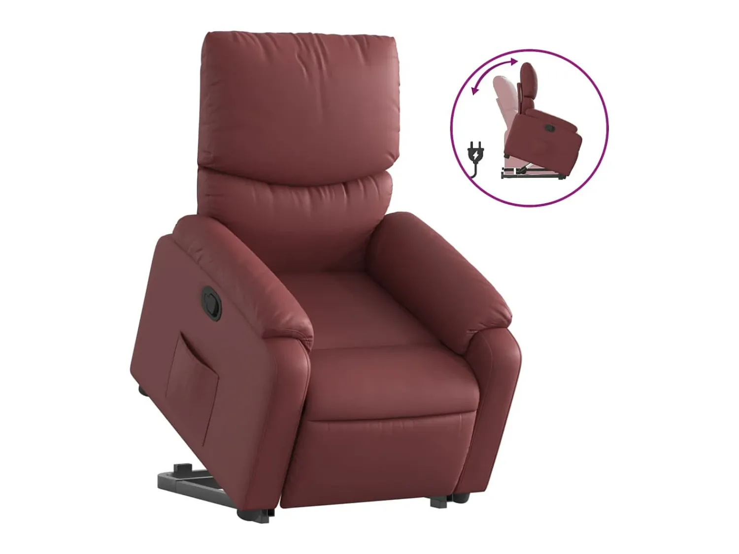 Poltrona| Poltrona reclinável elevatória couro artificial tinto PT246942 Vermelho