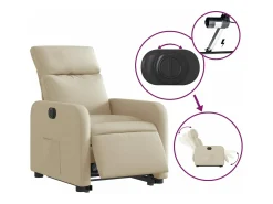 Poltrona*vidaxl Poltrona reclinável elevatória elétrica tecido cor Creme