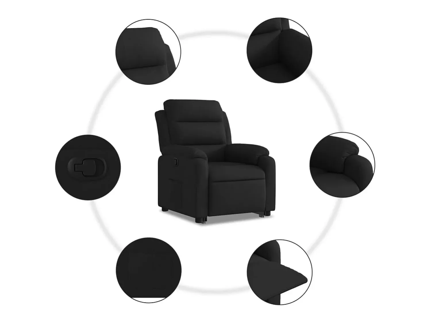 Online vidaxl Poltrona reclinável elevatória tecido Preto