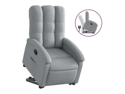 New vidaxl Poltrona reclinável elevatória tecido -claro Cinzento
