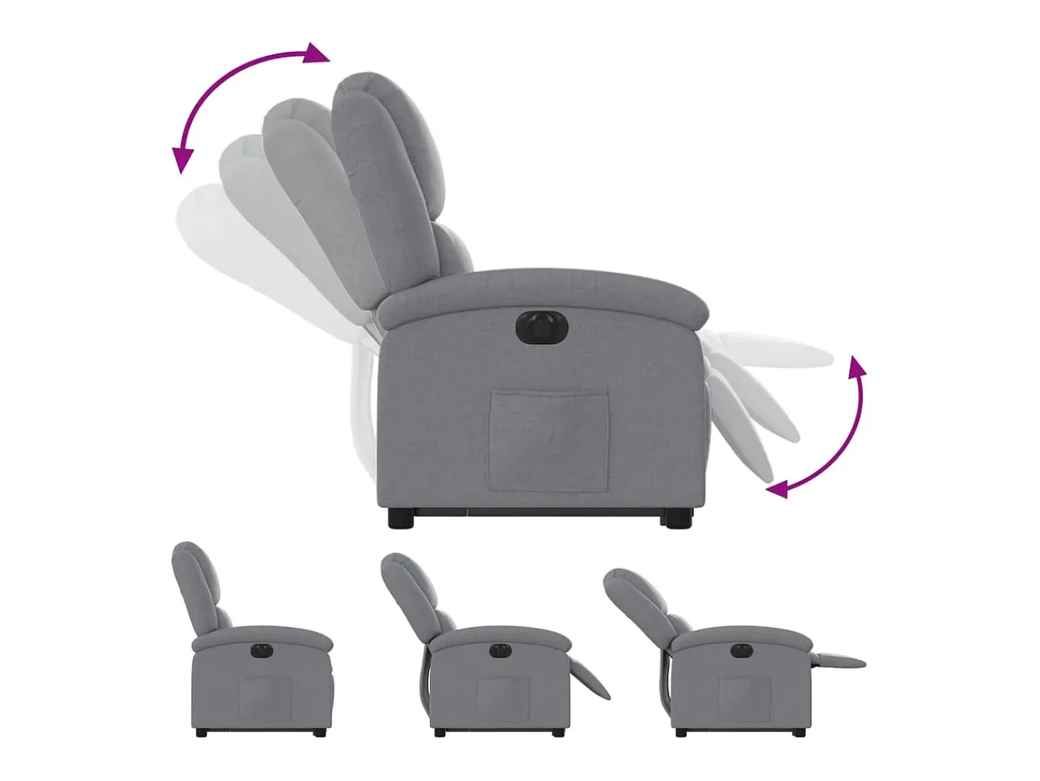 Poltrona*vidaxl Poltrona reclinável elevatória elétrica tecido -claro Cinzento
