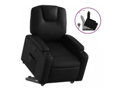 Clearance vidaxl Poltrona reclinável elevatória couro artificial Preto