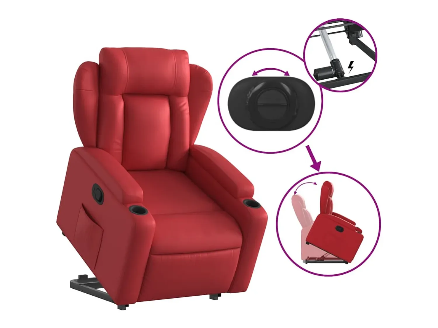 Poltrona| Poltrona reclinável elevatória couro artificial PT940470 Vermelho