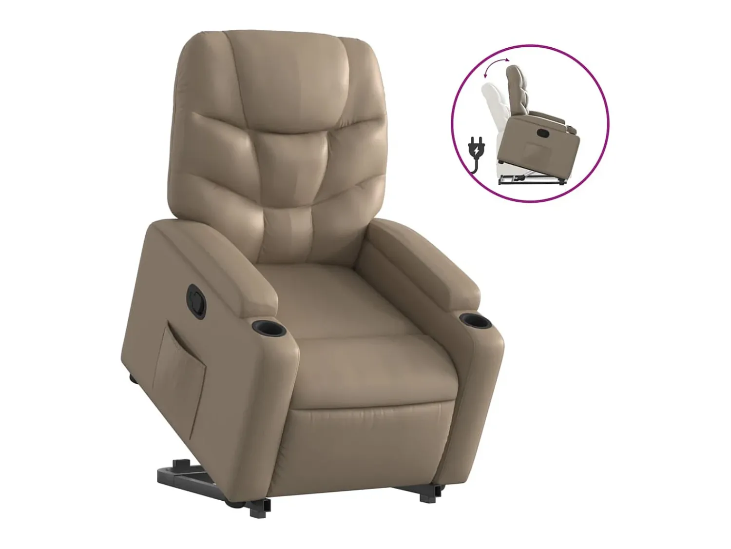 Poltrona| Poltrona reclinável elevatória couro artificial cor cappuccino PT132426 Castanho