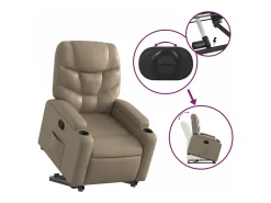 Poltrona| Poltrona reclinável elevatória couro artificial cor cappuccino PT132426 Castanho