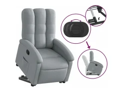 New Poltrona reclinável elevatória tecido cinzento-claro PT384246 Cinzento claro