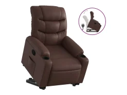 Outlet vidaxl Poltrona reclinável elevatória couro artificial Castanho