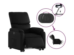 New Poltrona reclinável elevatória elétrica couro artificial PT799180 Preto