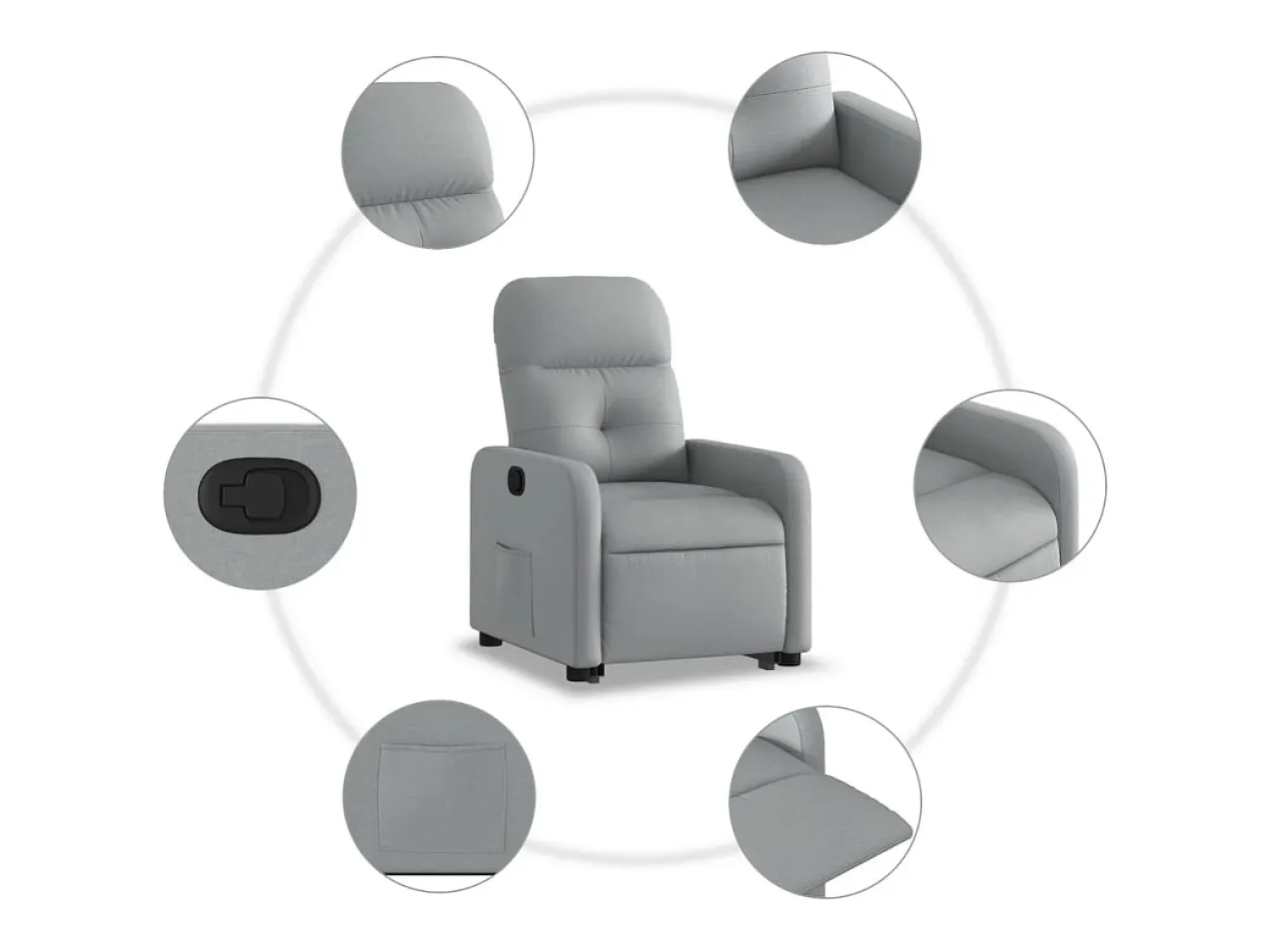 Poltrona*vidaxl Poltrona reclinável elevatória tecido -claro Cinzento