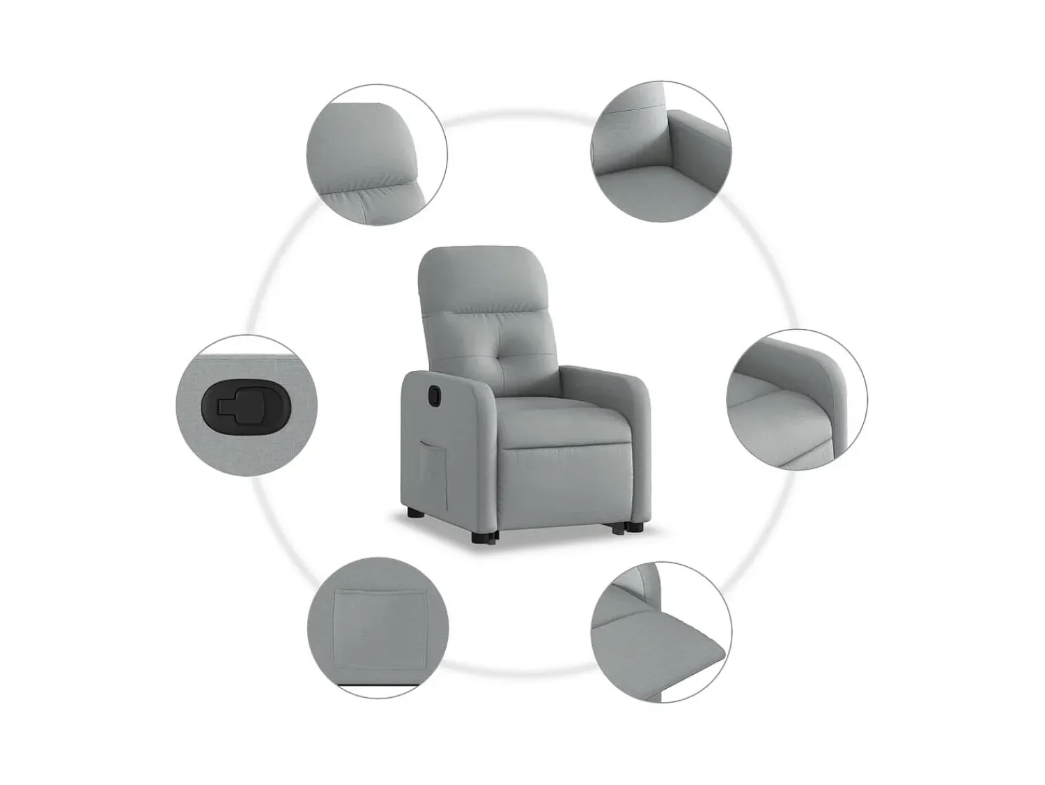Poltrona*vidaxl Poltrona reclinável elevatória tecido -claro Cinzento